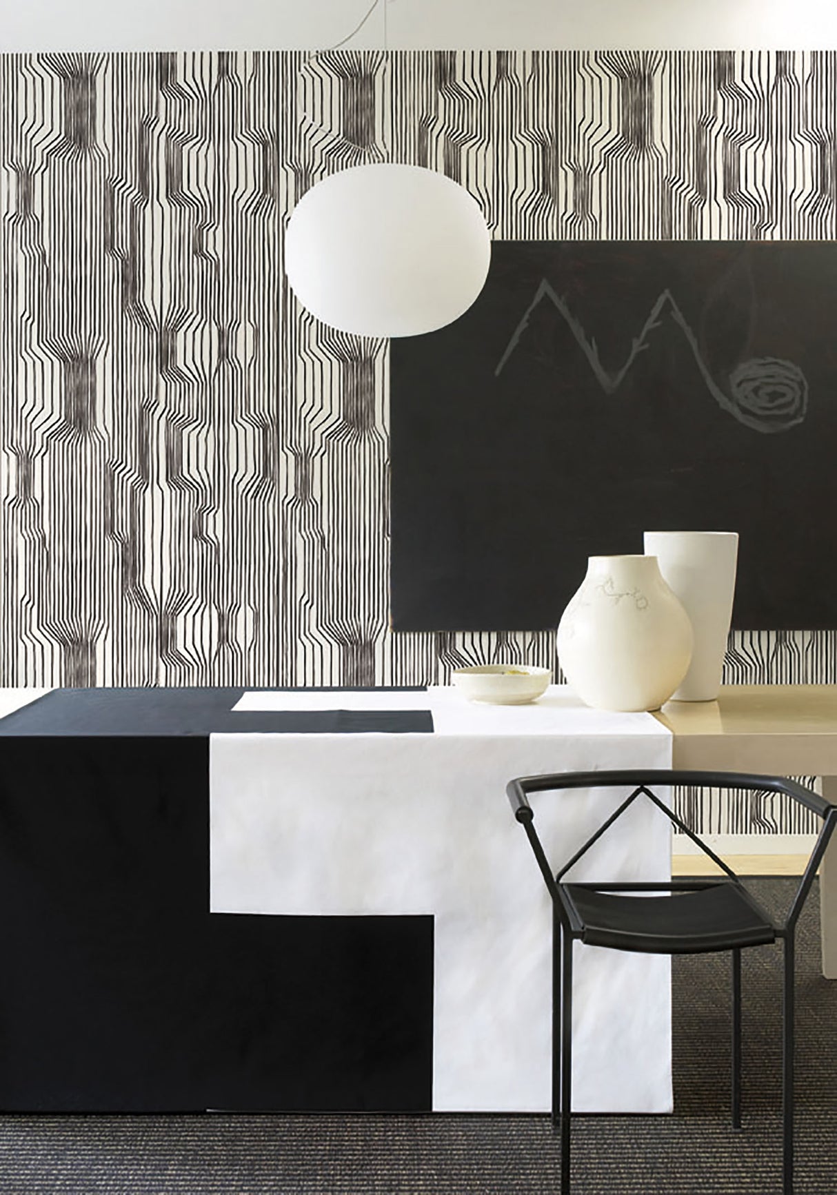 Marimekko Frekvenssi Ebony And Eggshell Wallpaper