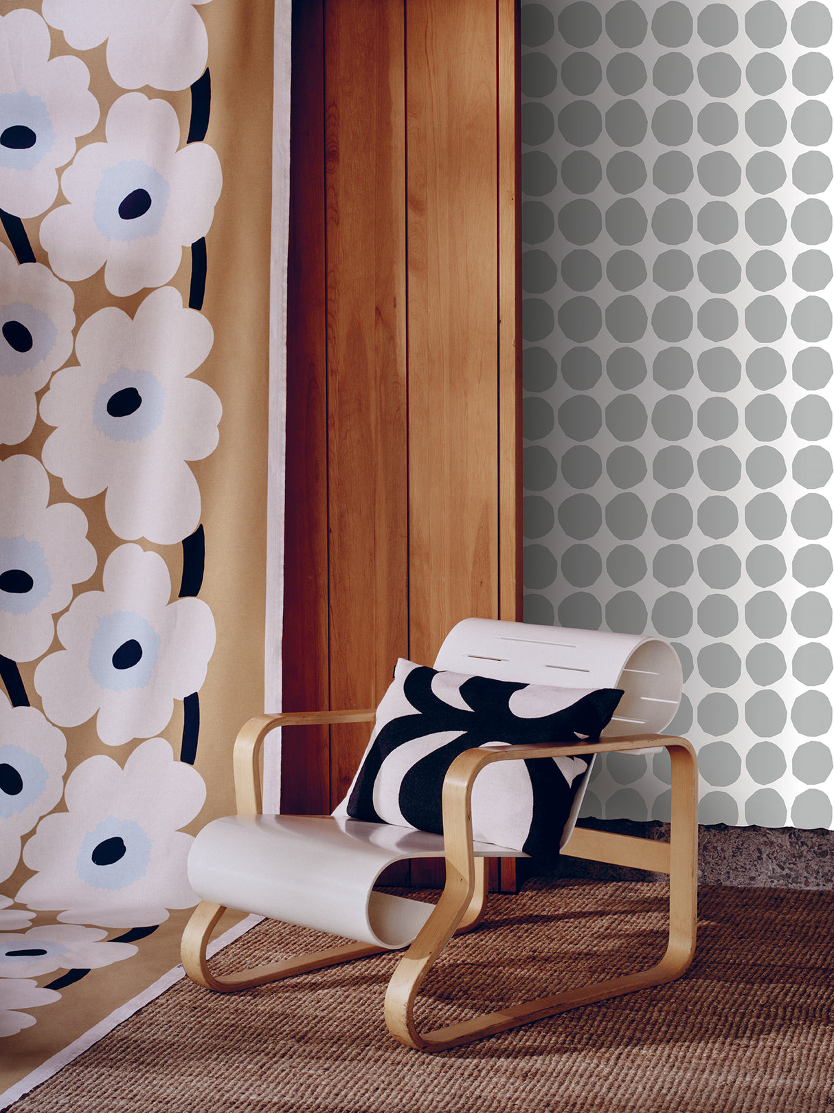 Marimekko Pienet Kivet Gray And Eggshell Wallpaper