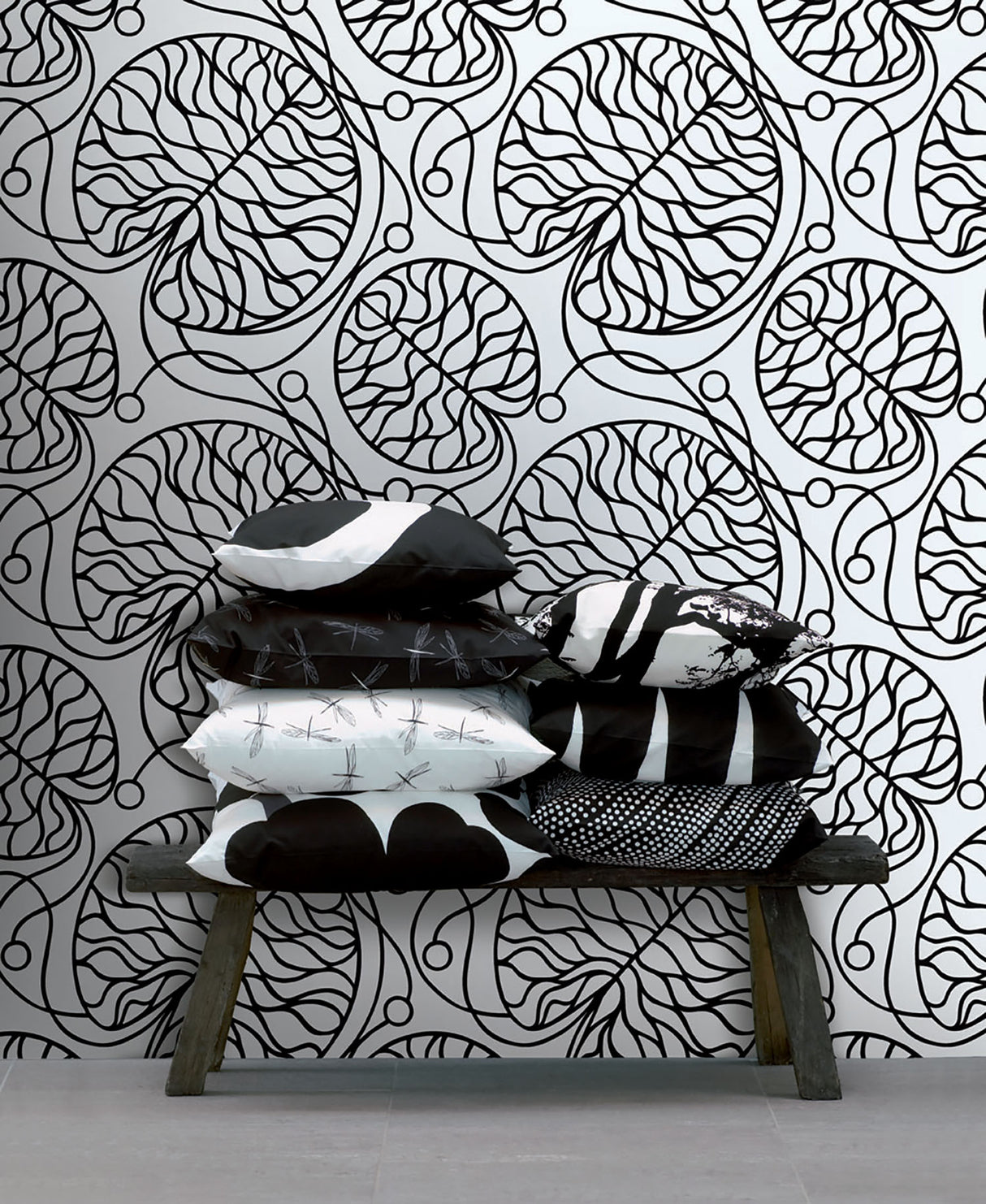 Marimekko Bottna Ebony And Eggshell Wallpaper