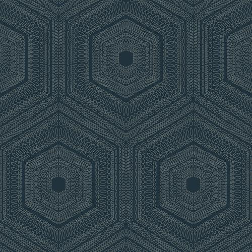 Winfield Thybony CONCENTRIC GROOVE DEEP NAVY Wallpaper