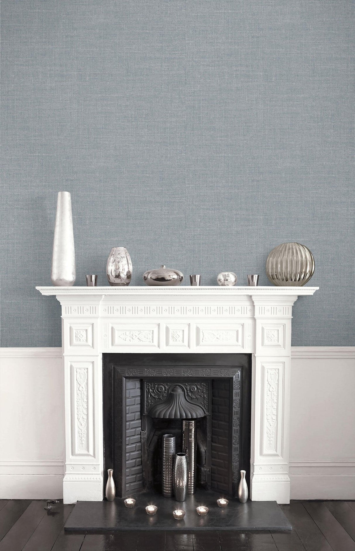 Seabrook Hopsack Embossed Vinyl Storm Cloud Wallpaper