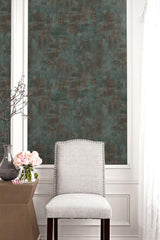 Seabrook Rustic Stucco Faux Rust And Forest Green Wallpaper