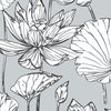 Seabrook Lotus Floral Gray & Ebony Wallpaper
