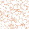 Seabrook Linework Floral Orange Wallpaper