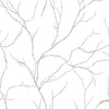 Seabrook Delicate Branches Metallic Silver Wallpaper