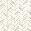 Seabrook Chevron Marble Tile Metallic Gold & Pearl Gray Wallpaper