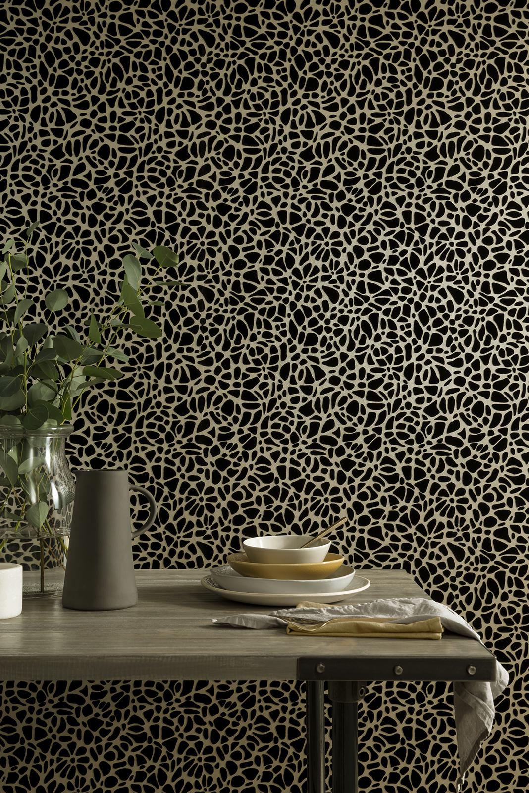 Maxwell Pebble Flock (Wp) #01 Jet Wallpaper