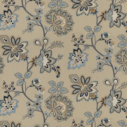 G P & J Baker BURFORD EMBROIDERY BLUE Fabric