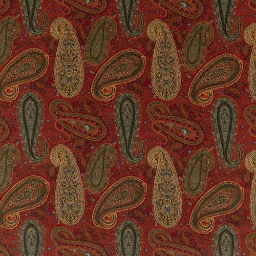 Mulberry PEREGRINE PAISLEY VELVET TEAL/RED Fabric