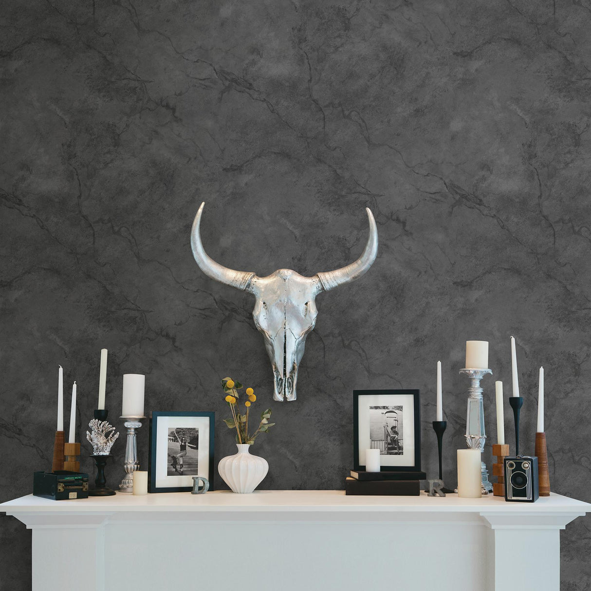 A-Street Prints Innuendo Black Marble Wallpaper