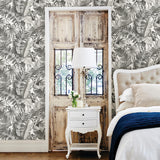 A-Street Prints Alfresco Black Palm Leaf Wallpaper