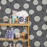A-Street Prints Blithe Charcoal Floral Wallpaper