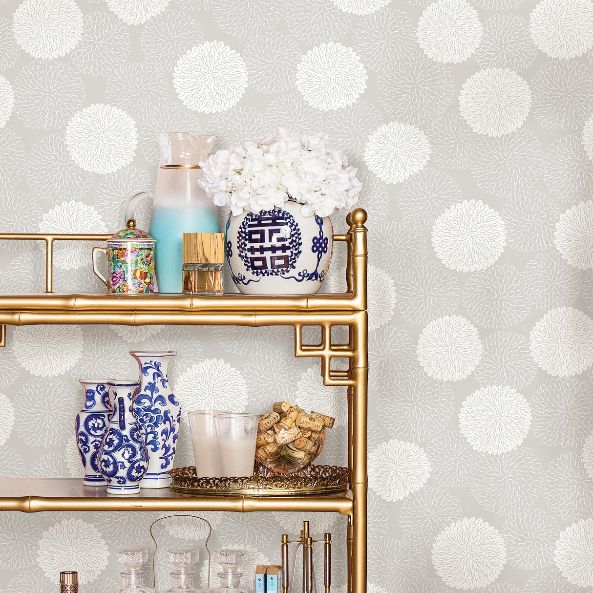 A-Street Prints Blithe Taupe Floral Wallpaper