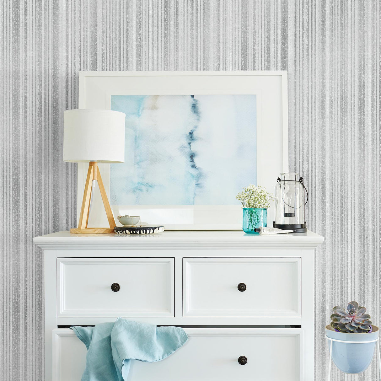 A-Street Prints Comares Grey Stripe Texture Wallpaper