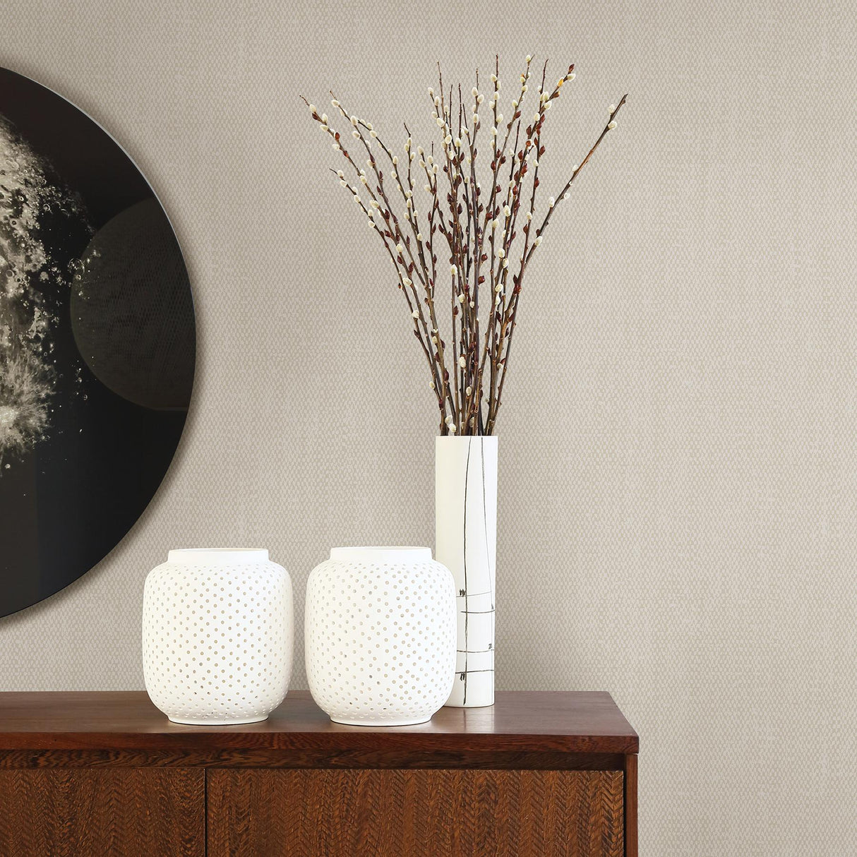 A-Street Prints Tweed Light Grey Texture Wallpaper