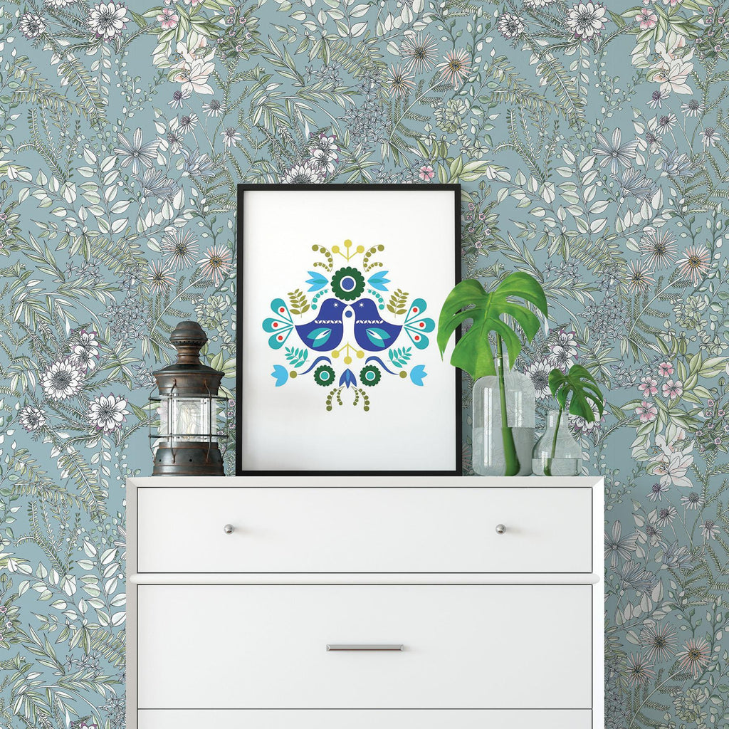A-Street Prints Full Bloom Floral Blue Wallpaper | DecoratorsBest