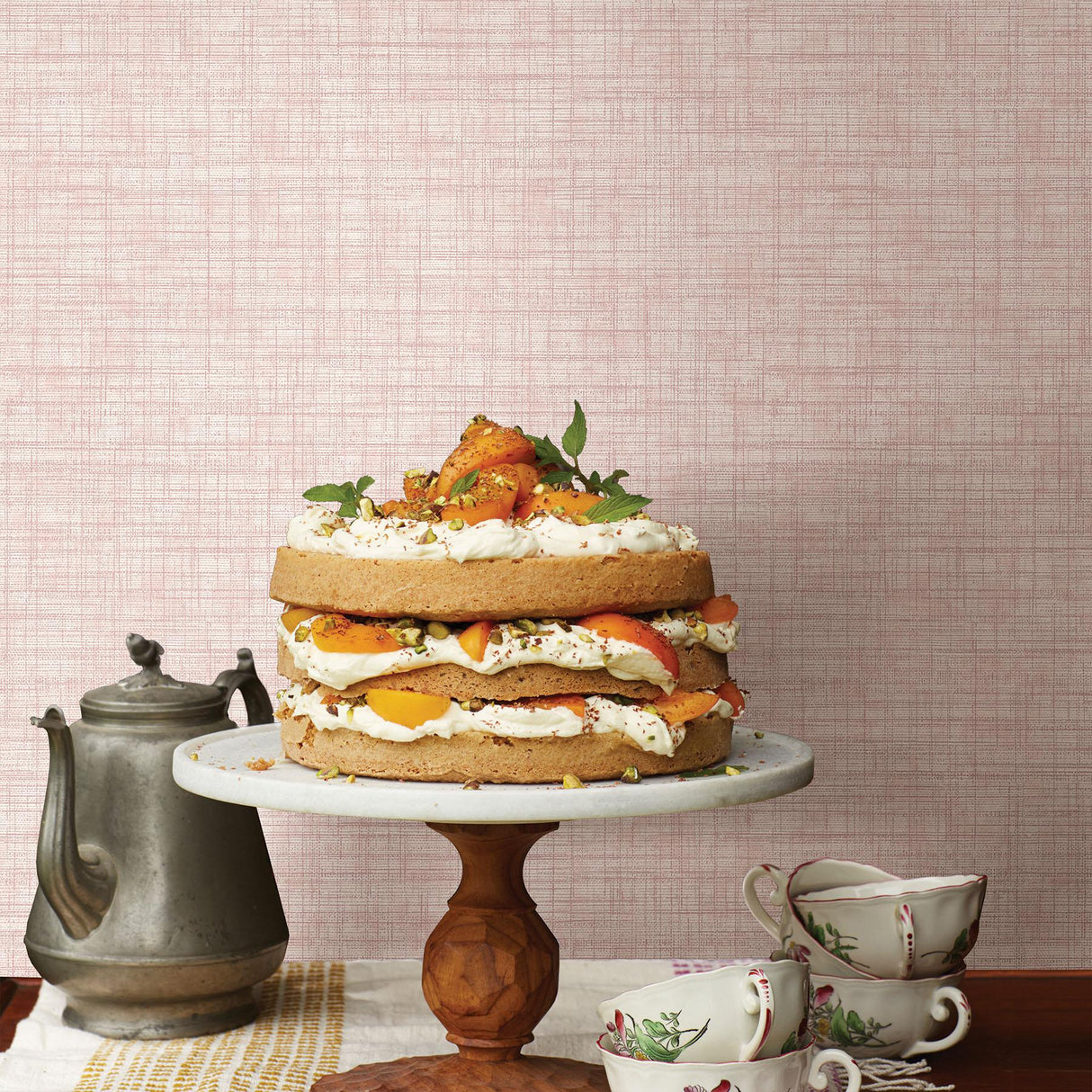 A-Street Prints Mendocino Rose Linen Wallpaper