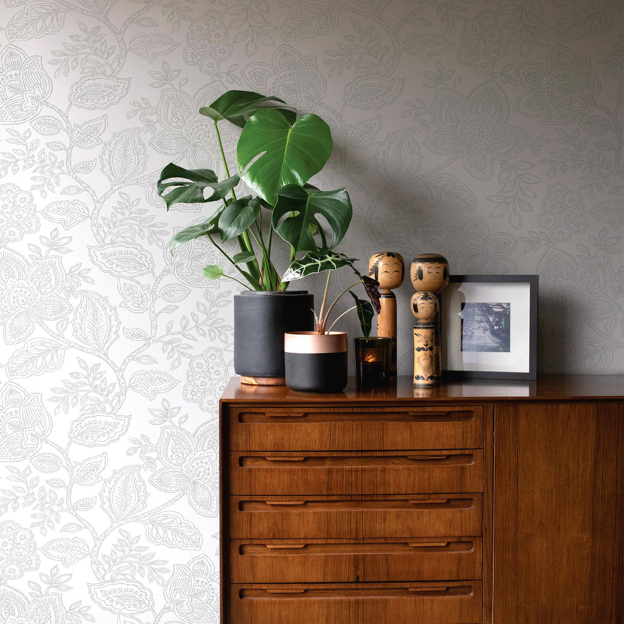 A-Street Prints Equinox Flowers Grey Wallpaper