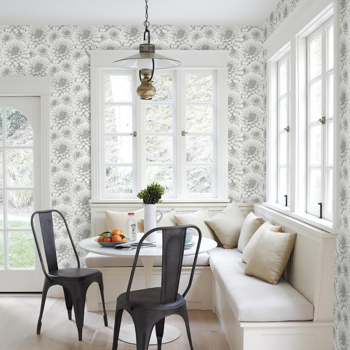 A-Street Prints Equinox Flowers Light Grey Wallpaper