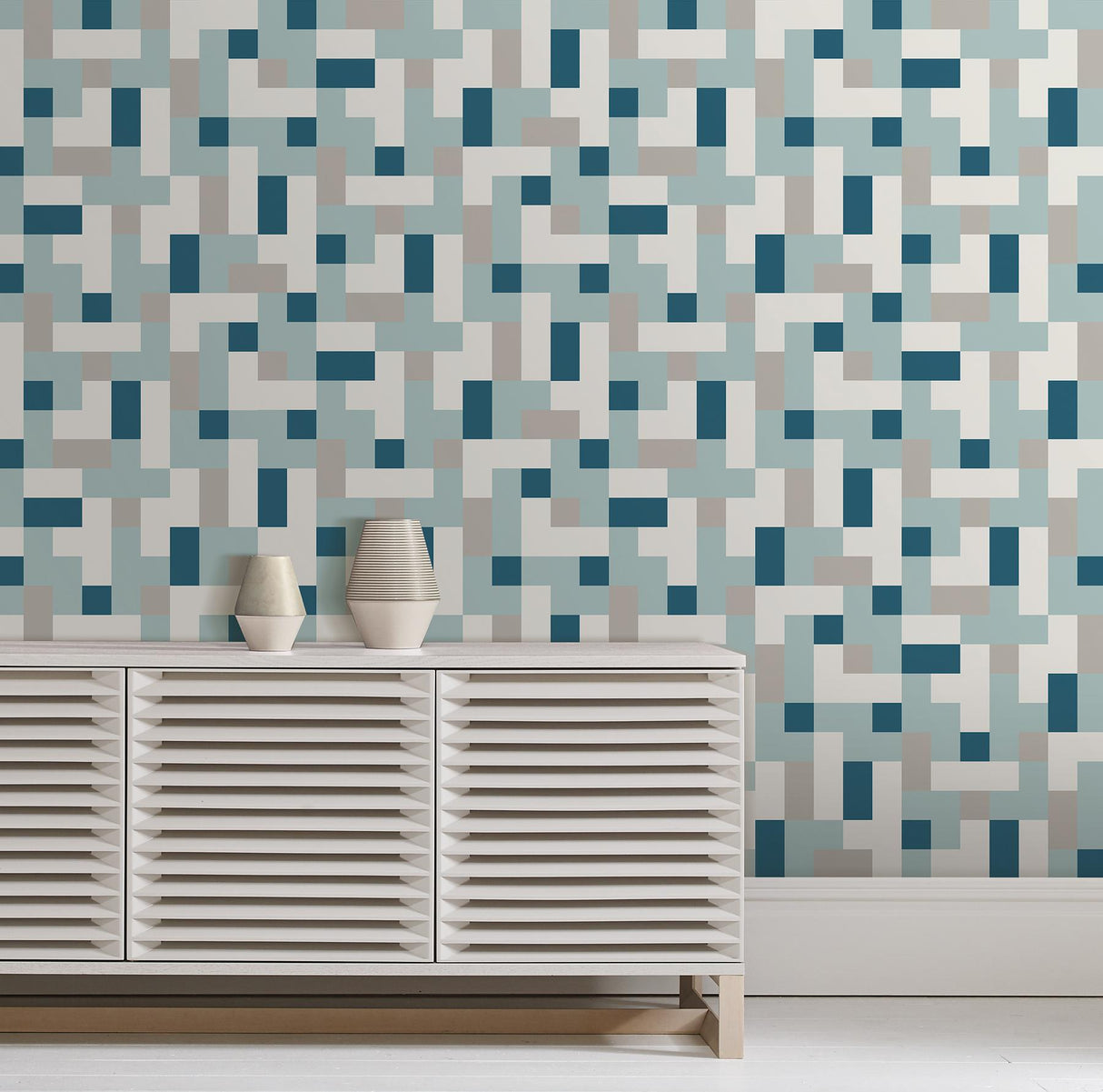 A-Street Prints Alby Blue Geometric Wallpaper