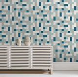 A-Street Prints Alby Blue Geometric Wallpaper