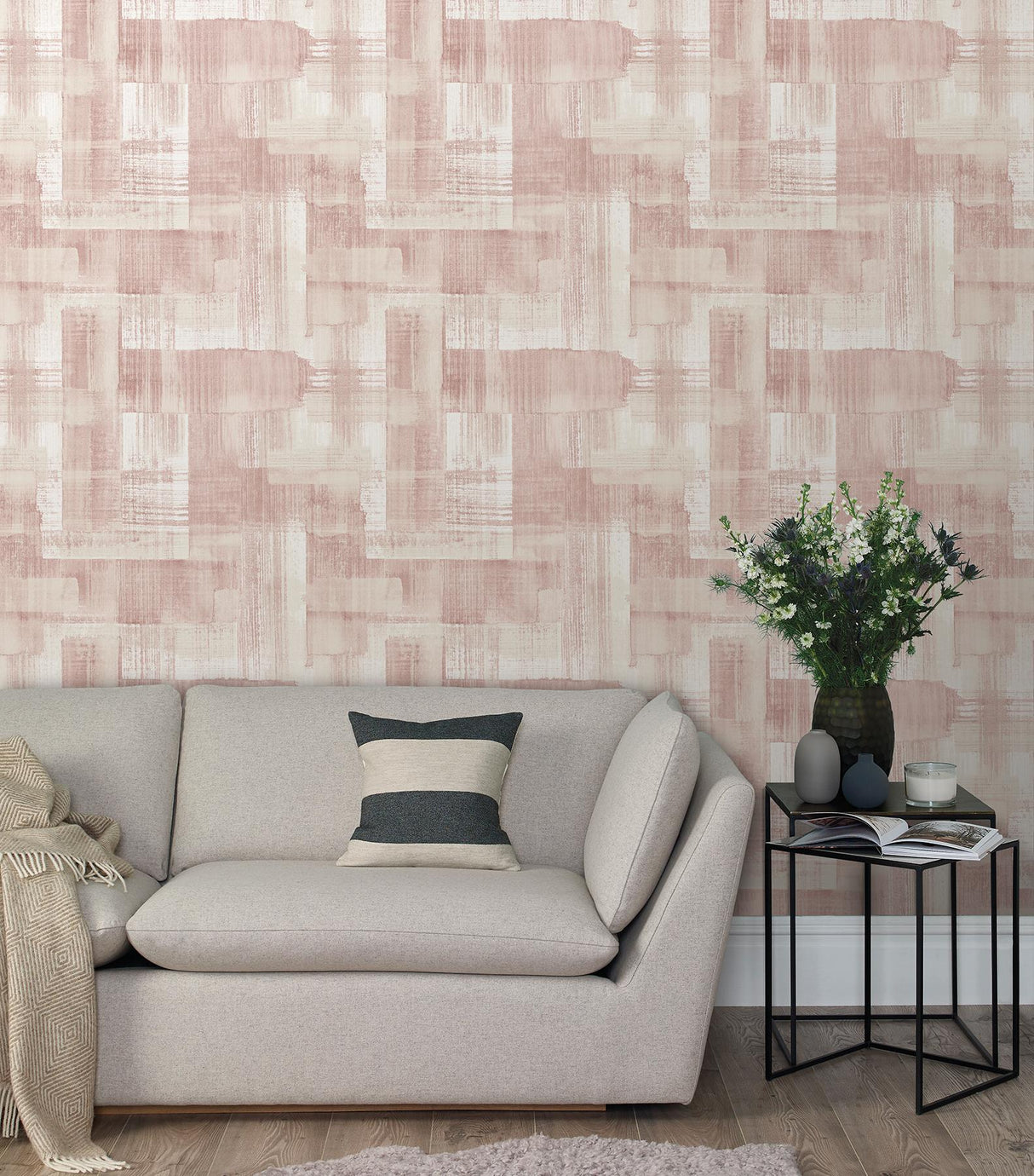 A-Street Prints Trosa Light Pink Brushstroke Wallpaper