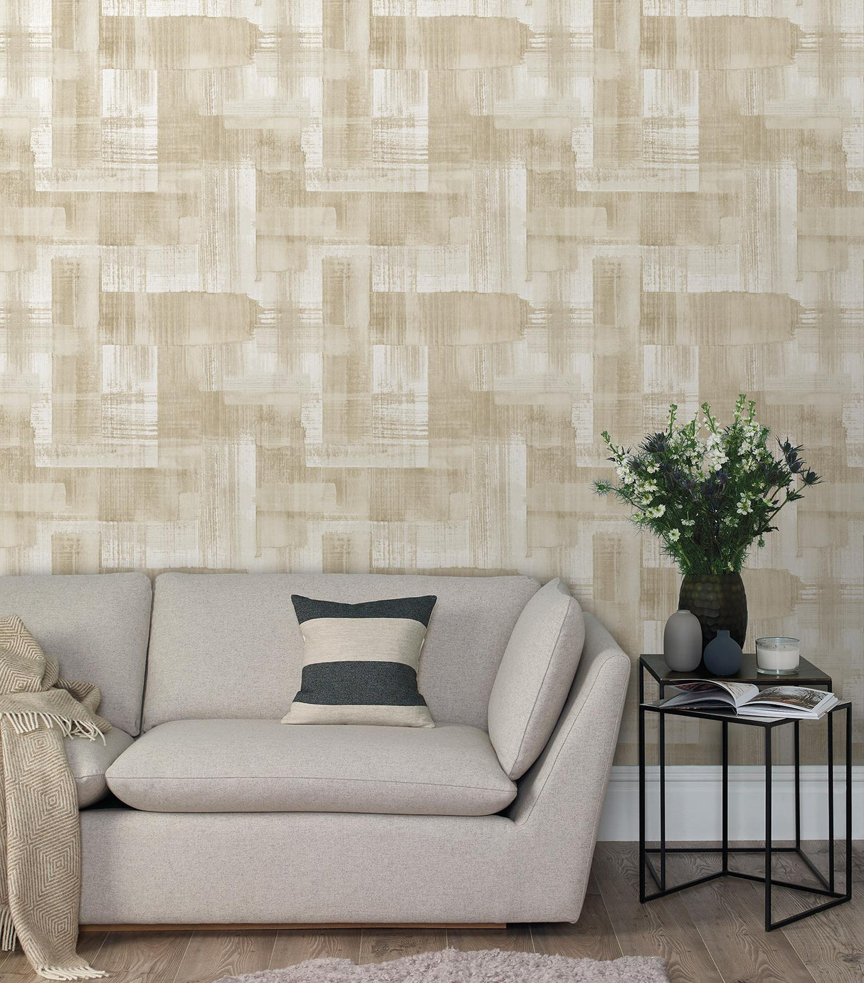A-Street Prints Trosa Beige Brushstroke Wallpaper