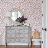 A-Street Prints Featherton Coral Floral Damask Wallpaper