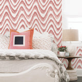 A-Street Prints Bargello Red Faux Grasscloth Wave Wallpaper