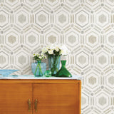 A-Street Prints Borneo Light Grey Geometric Grasscloth Wallpaper