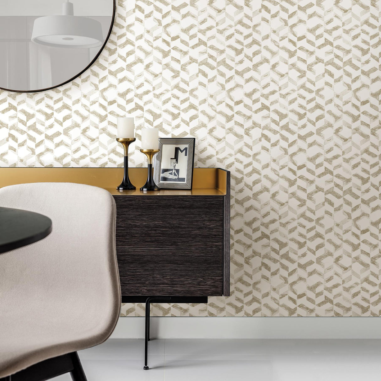 A-Street Prints Theory Chevron Champagne Wallpaper