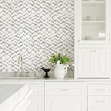 A-Street Prints Theory Chevron Platinum Wallpaper