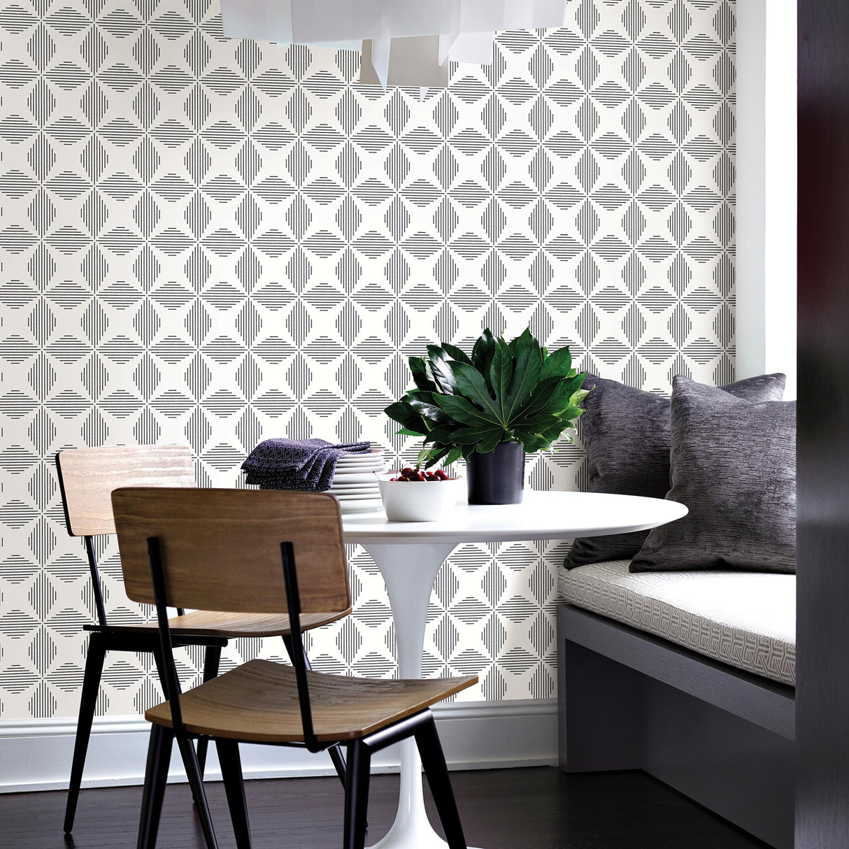 A-Street Prints Telestar Black Geometric Wallpaper