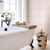 A-Street Prints Bennett Pink Dotted Scallop Wallpaper