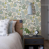 A-Street Prints Blue Bell Flowers Green Wallpaper