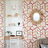 A-Street Prints Tate Pink Geometric Linen Wallpaper