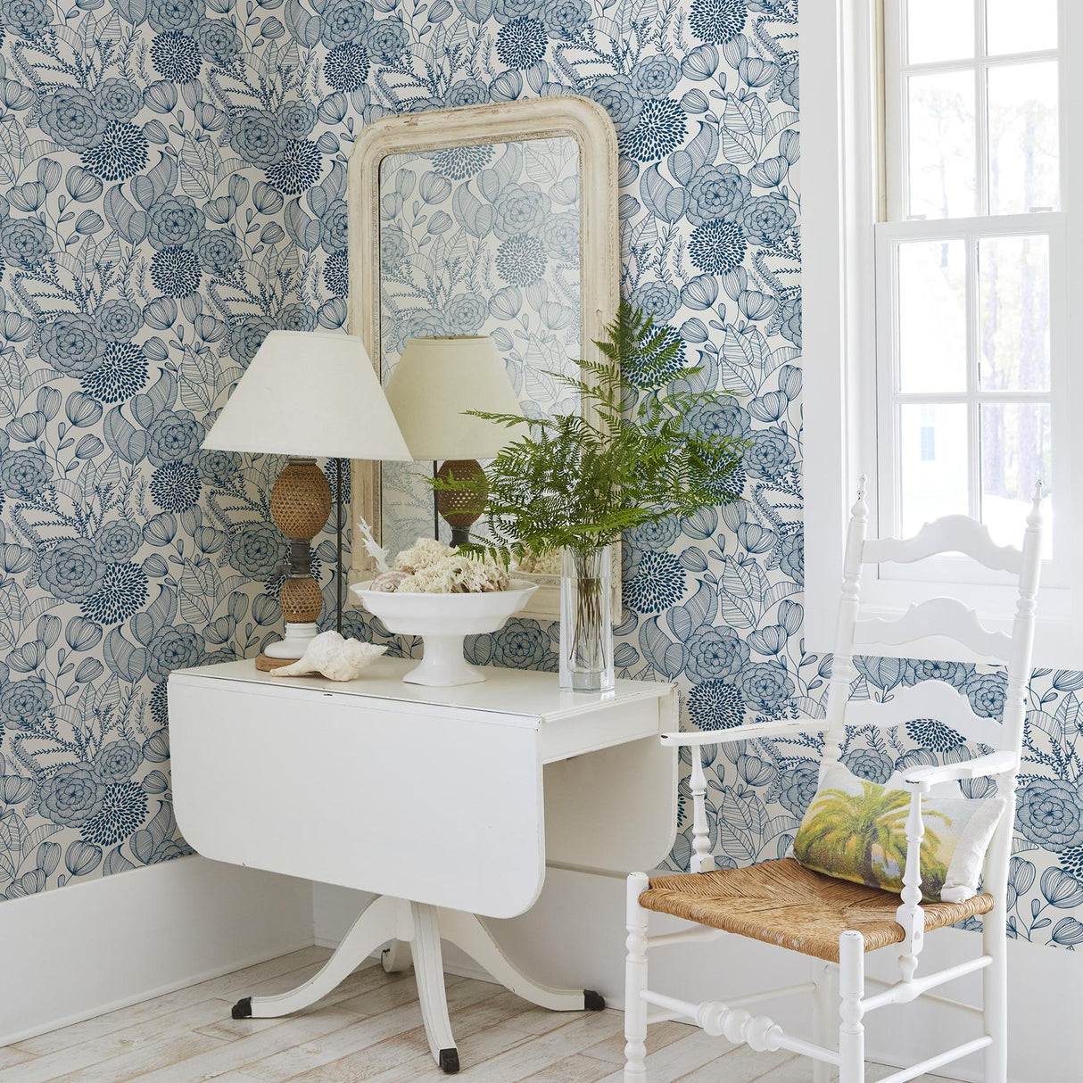 A-Street Prints Alannah Navy Botanical Wallpaper