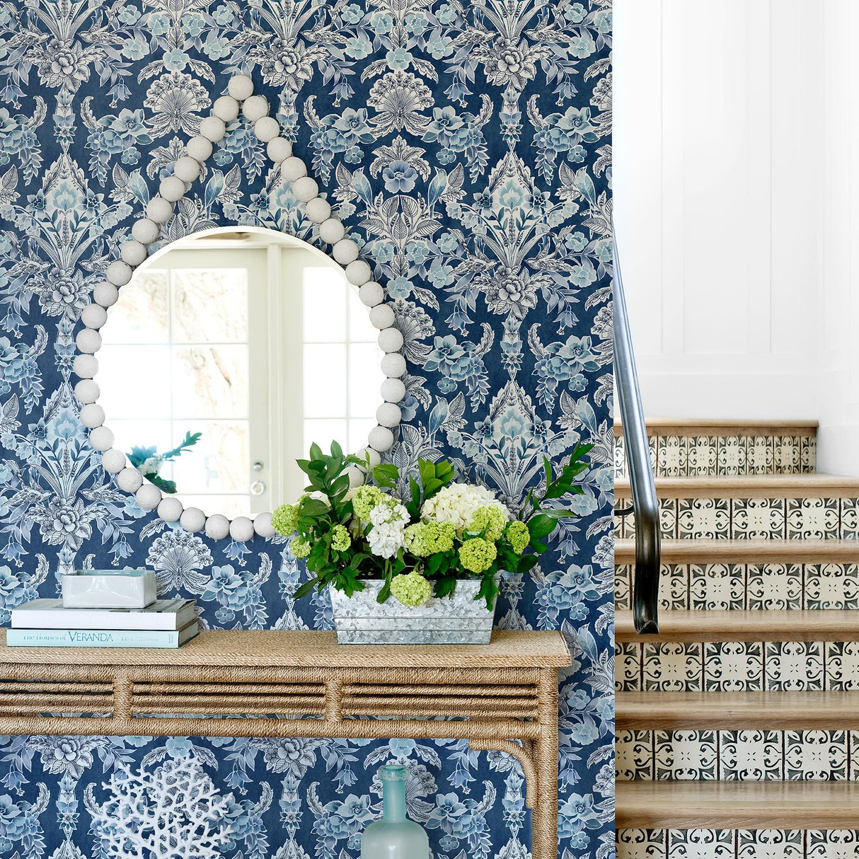 A-Street Prints Blue Bell Damask Blue Wallpaper
