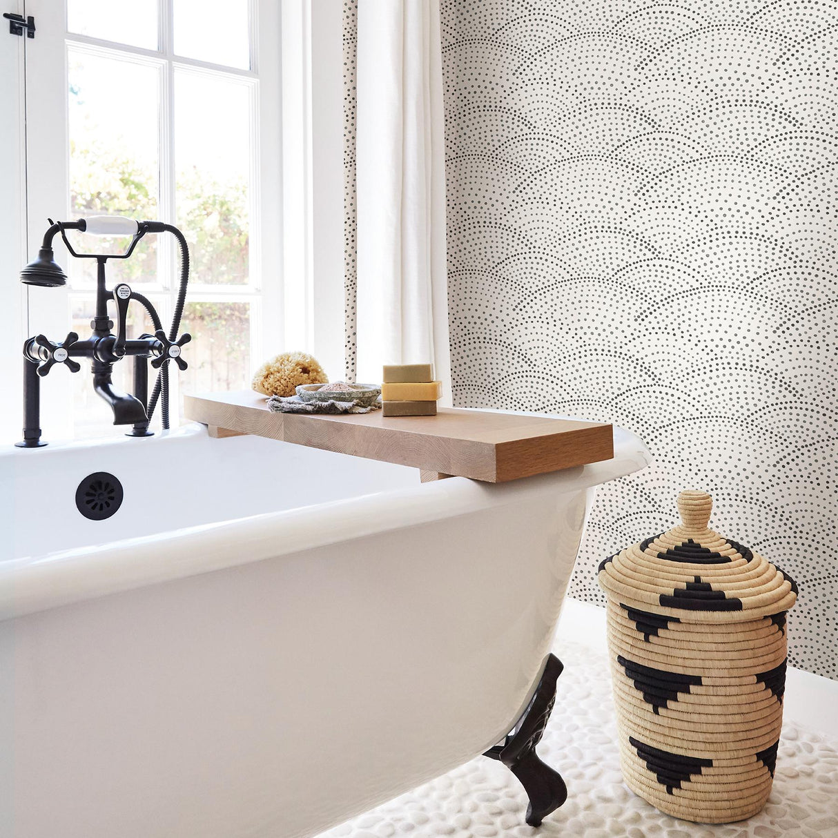 A-Street Prints Blue Bell Geometrics Charcoal Wallpaper