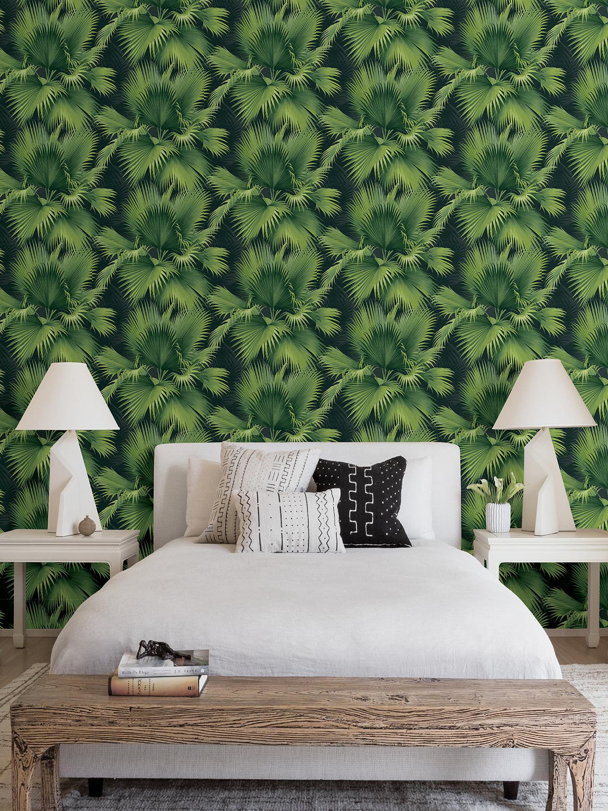 A-Street Prints Newport Leaves Dark Green Wallpaper
