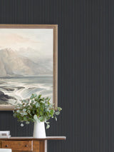A-Street Prints Sebasco Black Vertical Pinstripe Wallpaper