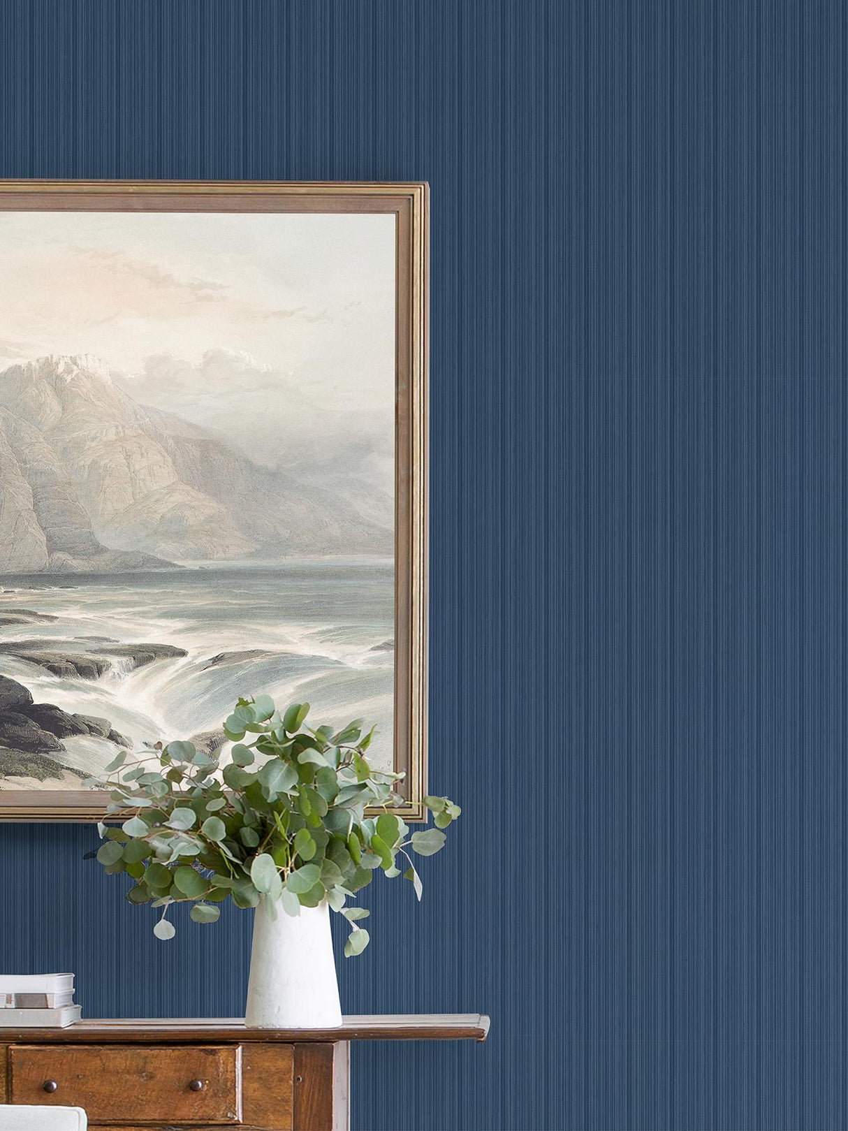 A-Street Prints Sebasco Denim Vertical Pinstripe Wallpaper