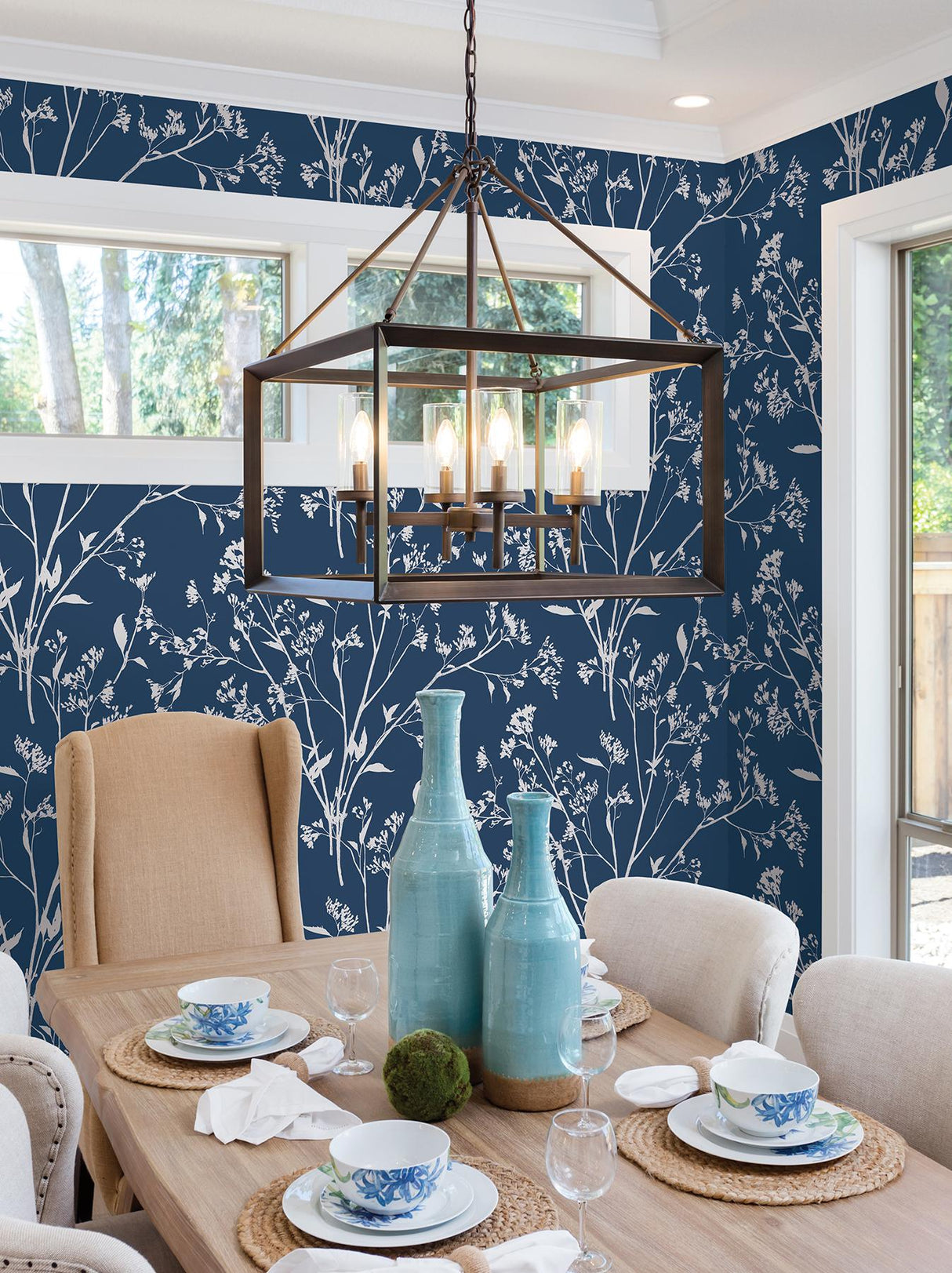 A-Street Prints Newport Botanical Navy Wallpaper