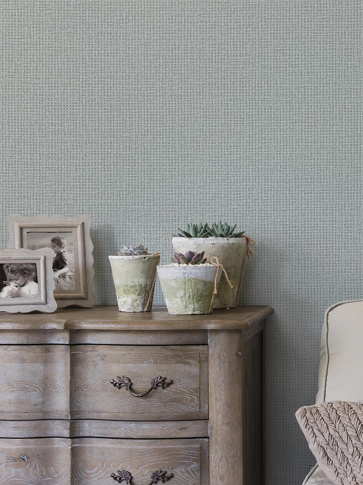 A-Street Prints Newport Fabric Textures Grey Wallpaper