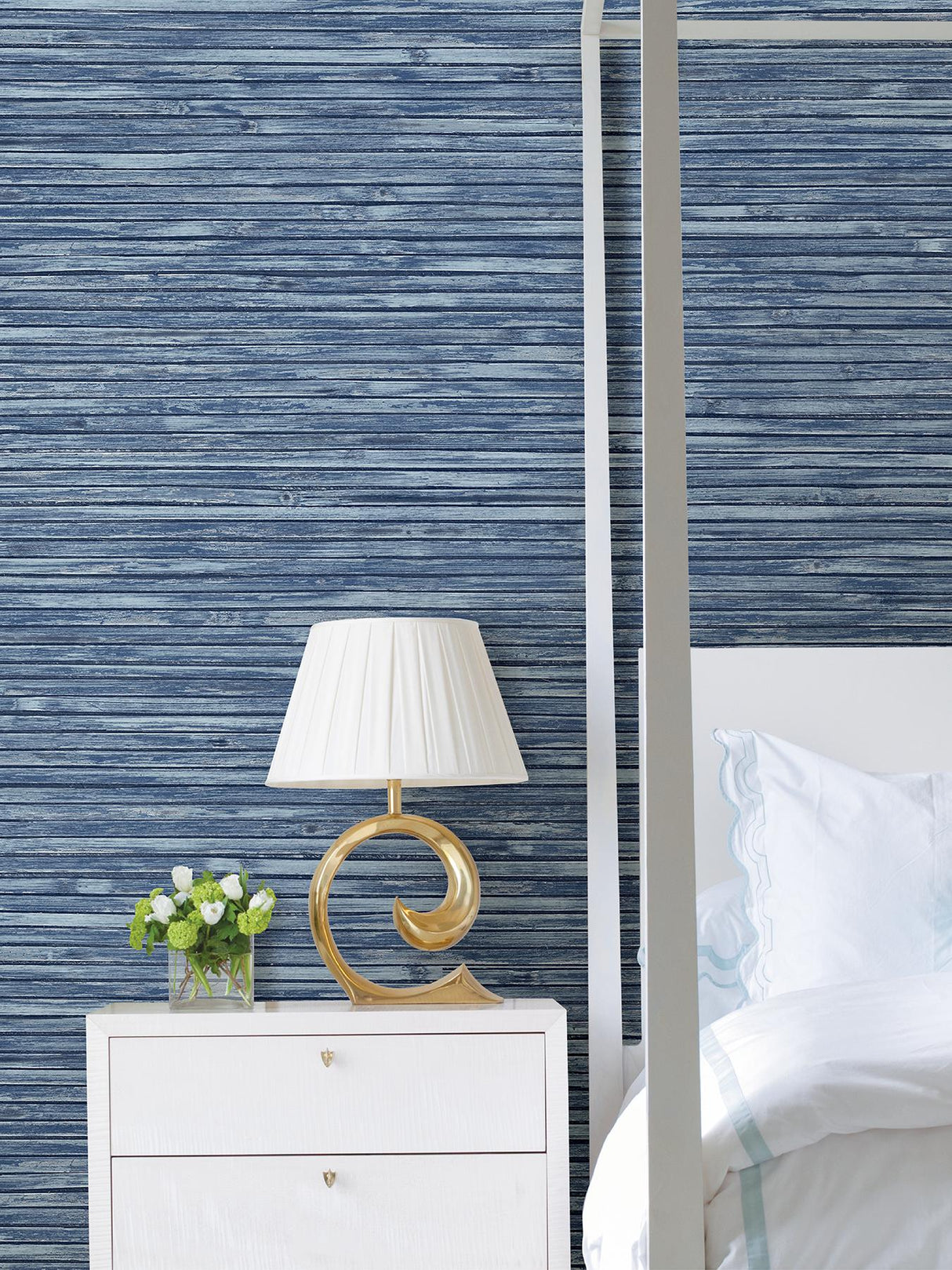 A-Street Prints Newport Wood Denim Wallpaper