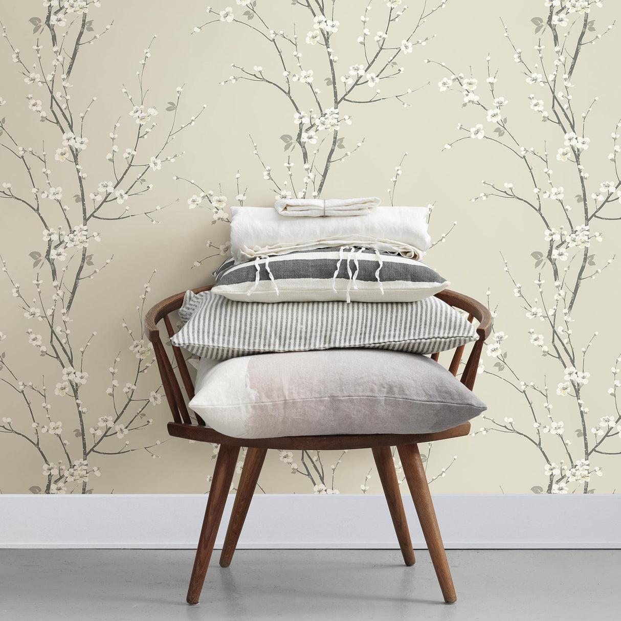 A-Street Prints Newport Flowers Ivory Wallpaper