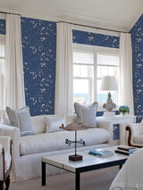 A-Street Prints Newport Flowers Cobalt Wallpaper