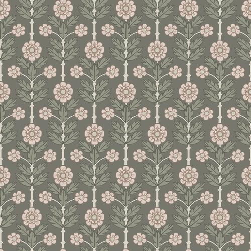 A-Street Prints Aya Grey Floral Wallpaper