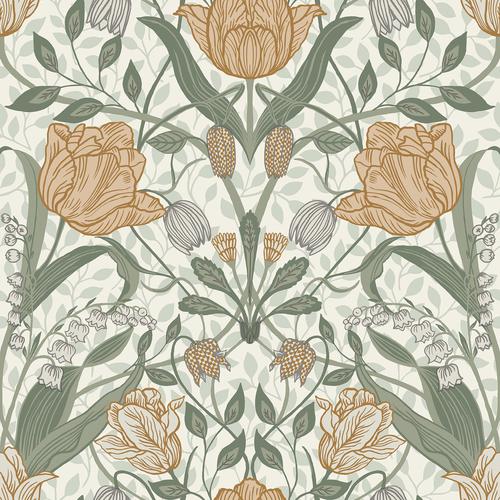 A-Street Prints Tulipa Green Floral Wallpaper