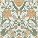 A-Street Prints Tulipa Green Floral Wallpaper